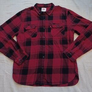 Levi's Plaid Flannel Button Down Shirt Women's Size Large